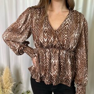 Brown Snake Print Women's Top